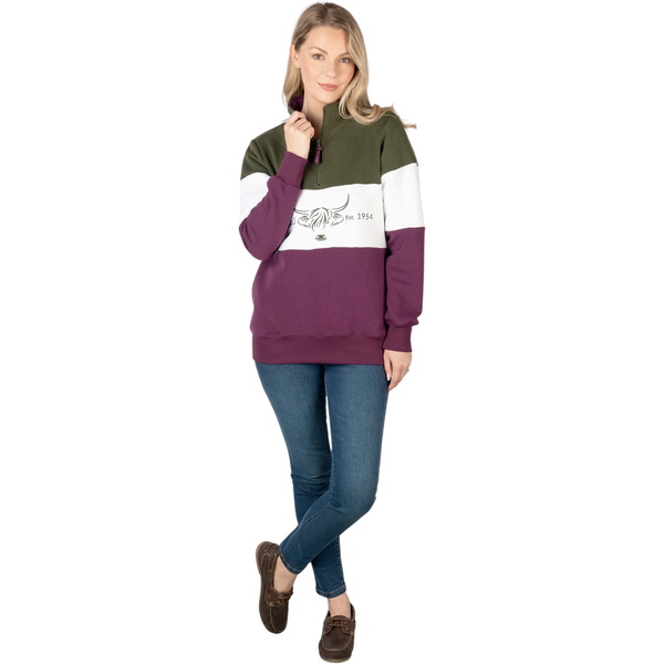 2025 Rydale Womens Byland Sweatshirt 407120 - Olive / White / Berry